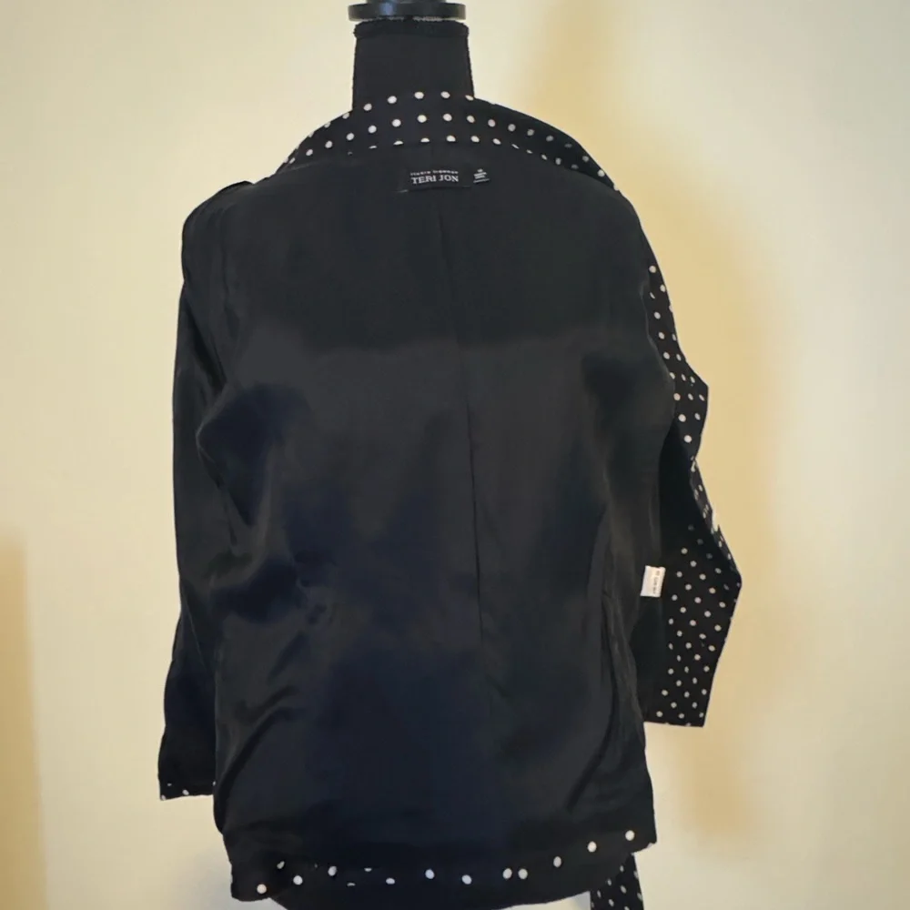 TERI JON Black & White Polka Dot Blazer Jacket Size 10 - Picture 6 of 6